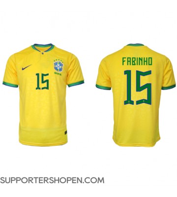 Brasilien Fabinho #15 Hemma Matchtröja VM 2022 Kortärmad